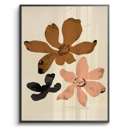 Beige & Brown Abstract Flower - Fine Art