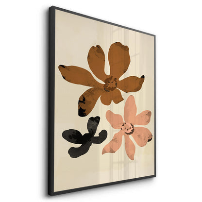 Beige & Brown Abstract Flower - Fine Art