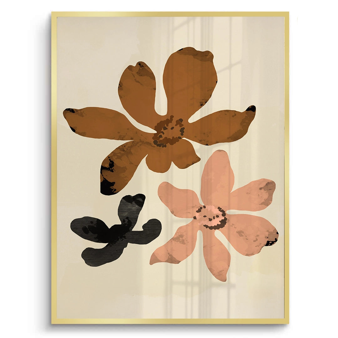 2Beige & Brown Abstract Flower - Fine Art