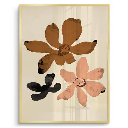 Beige & Brown Abstract Flower - Fine Art