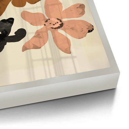 Beige & Brown Abstract Flower - Fine Art