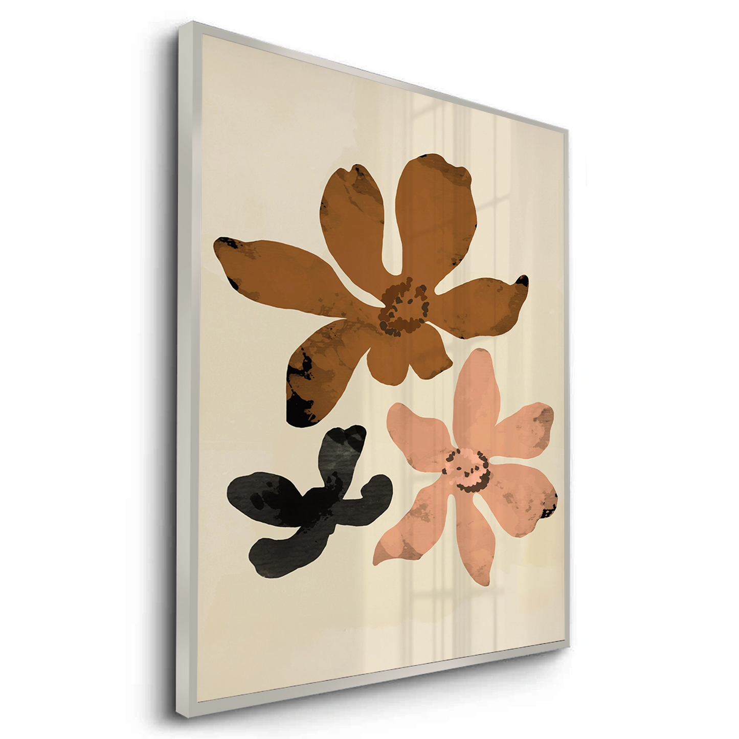 2Beige & Brown Abstract Flower - Fine Art