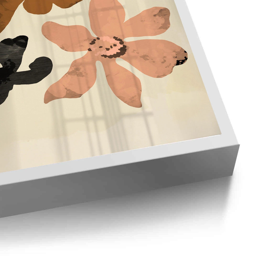 2Beige & Brown Abstract Flower - Fine Art