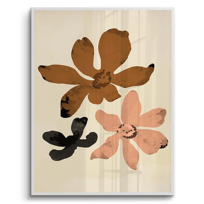 Beige & Brown Abstract Flower - Fine Art