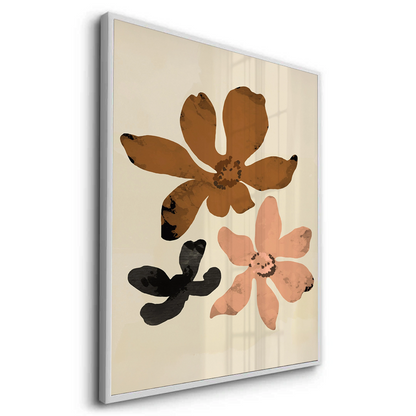 Beige & Brown Abstract Flower - Fine Art