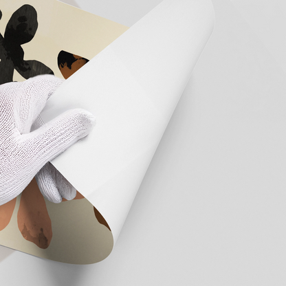 Beige & Brown Abstract Flower - Poster