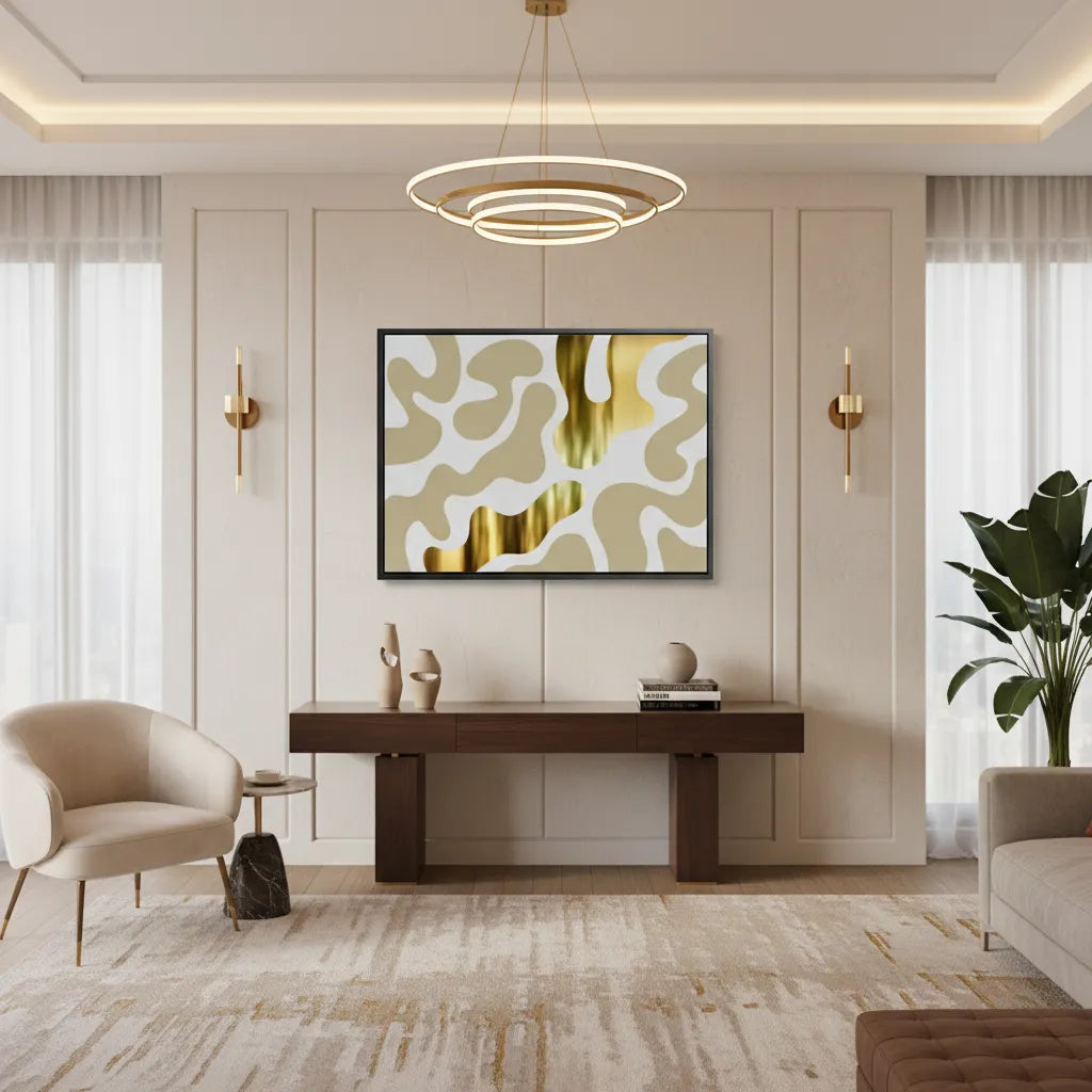 Biomorphic Gold - Canvas - Jasmineart.ae