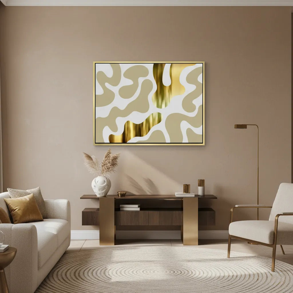 Biomorphic Gold - Canvas - Jasmineart.ae