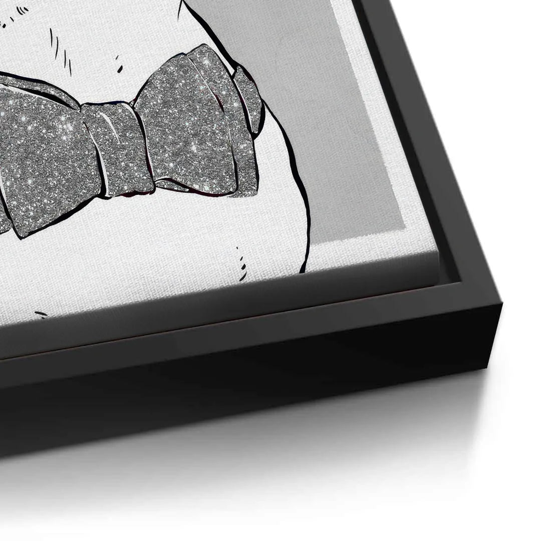 Close-up of black frame profile on French Bulldog canvas art