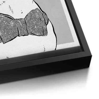 Close-up of black frame profile on French Bulldog canvas art