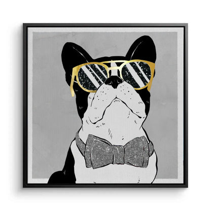 Black framed French Bulldog canvas art stylish pet portrait
