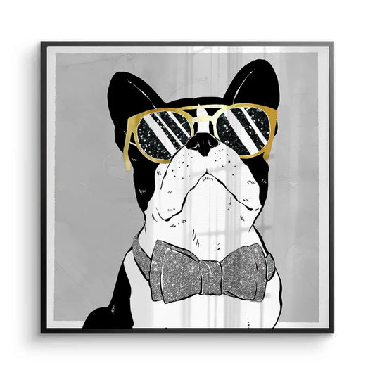 French Bulldog fine art print gold sunglasses and black frame