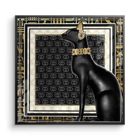 Black Cat luxury fine art print gold choker and black frame