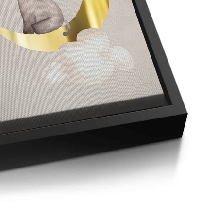 Baby Elephant on Gold Moon - Canvas