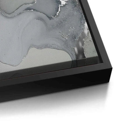 Black frame detail on grey silver abstract canvas print edge