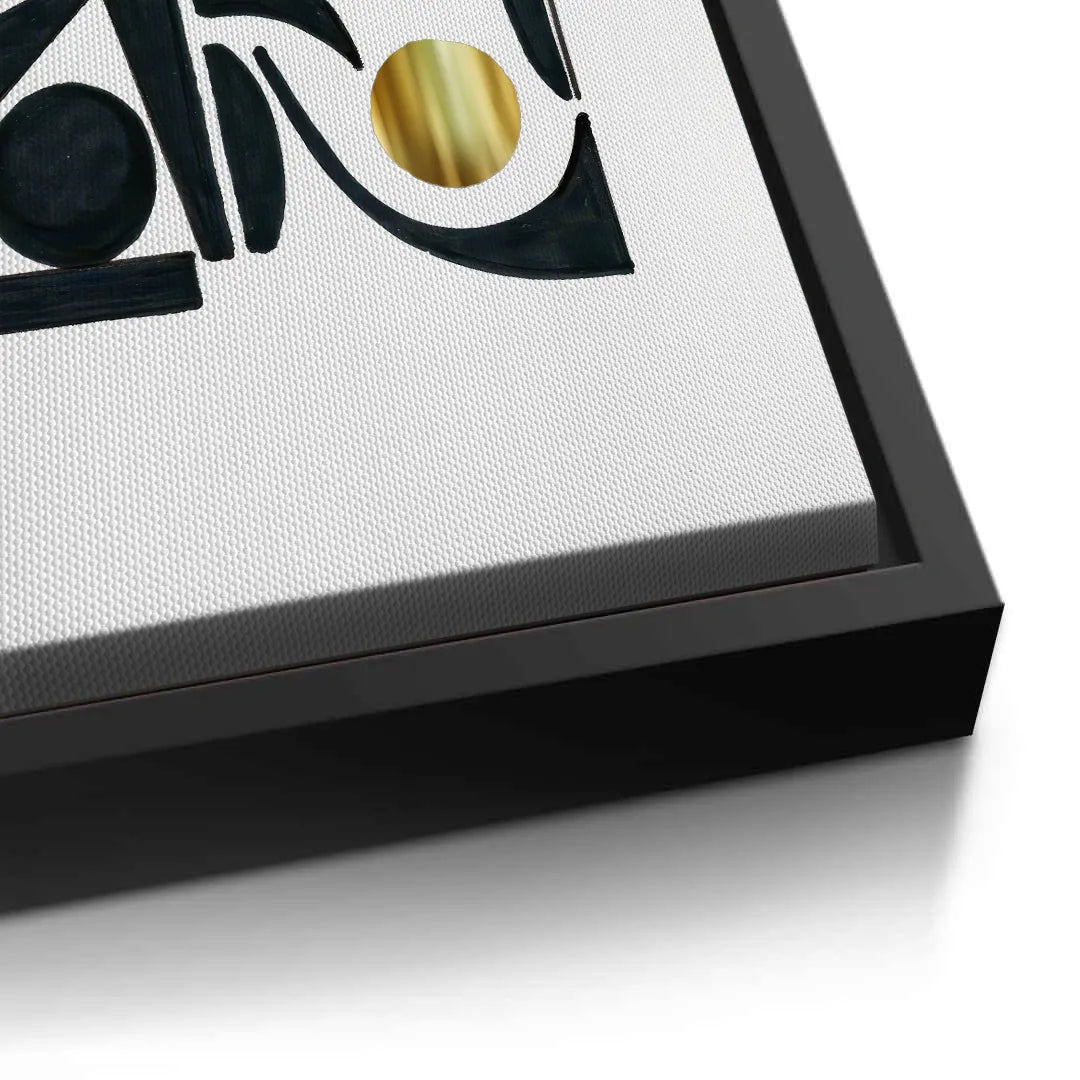 Abstract Black Shape with Gold Accent - Canvas - Jasmineart.ae