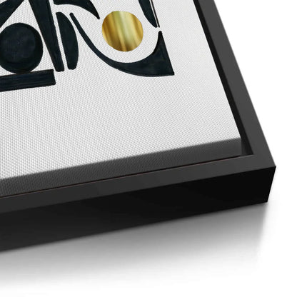 Abstract Black Shape with Gold Accent - Canvas
