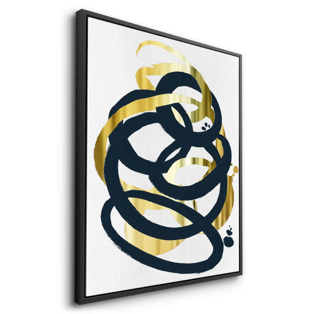 Dynamic Navy blue and Gold - Canvas - Jasmineart.ae