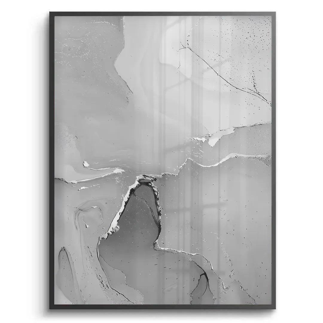 Abstract grey marble look art print with silver foil detail