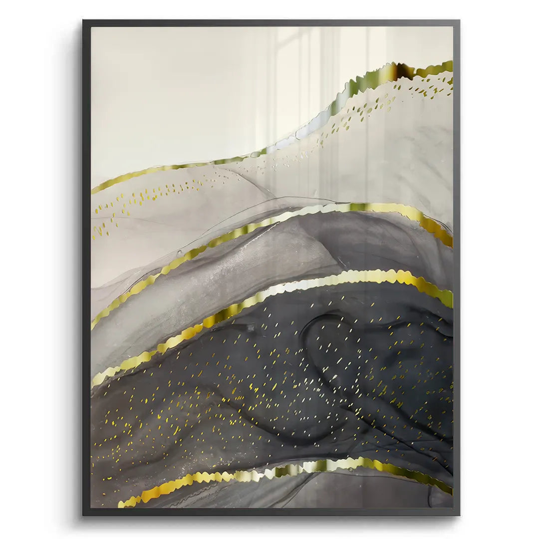 Golden Geode Set of 3 - Fine Art - Jasmineart.ae