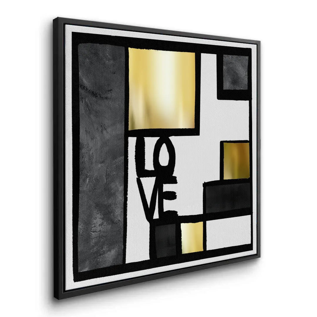 Black Gold Geometric Love  - Canvas - Jasmineart.ae