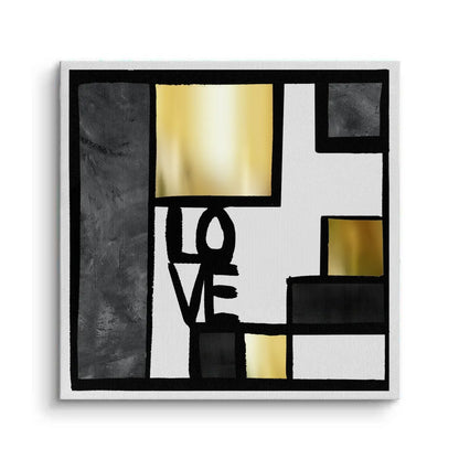 Black Gold Geometric Love  - Canvas
