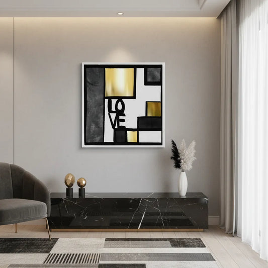 Black Gold Geometric Love  - Canvas