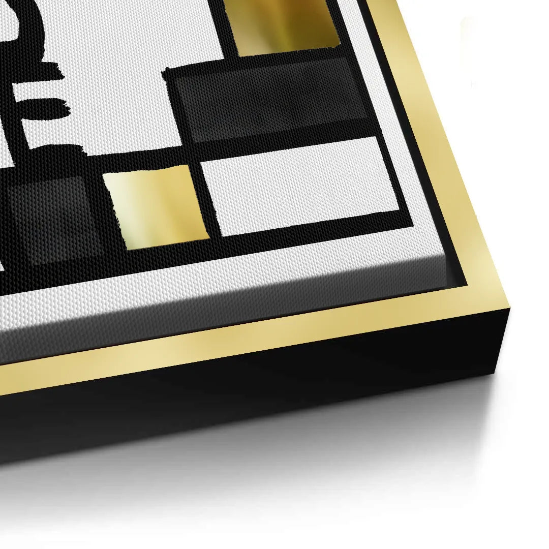 Black Gold Geometric Love  - Canvas - Jasmineart.ae