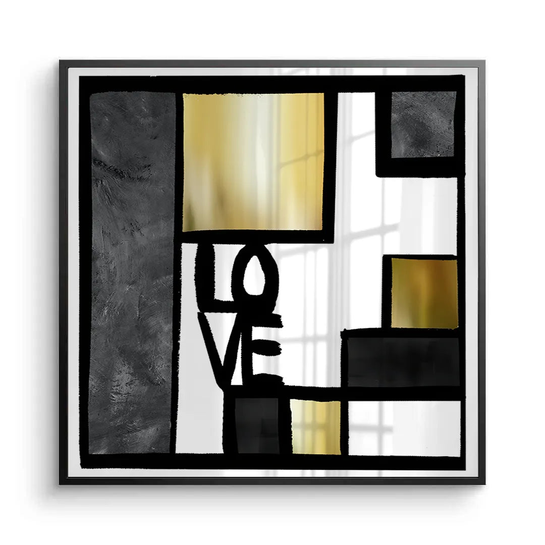 Black Gold Geometric Love - Fine Art - Jasmineart.ae
