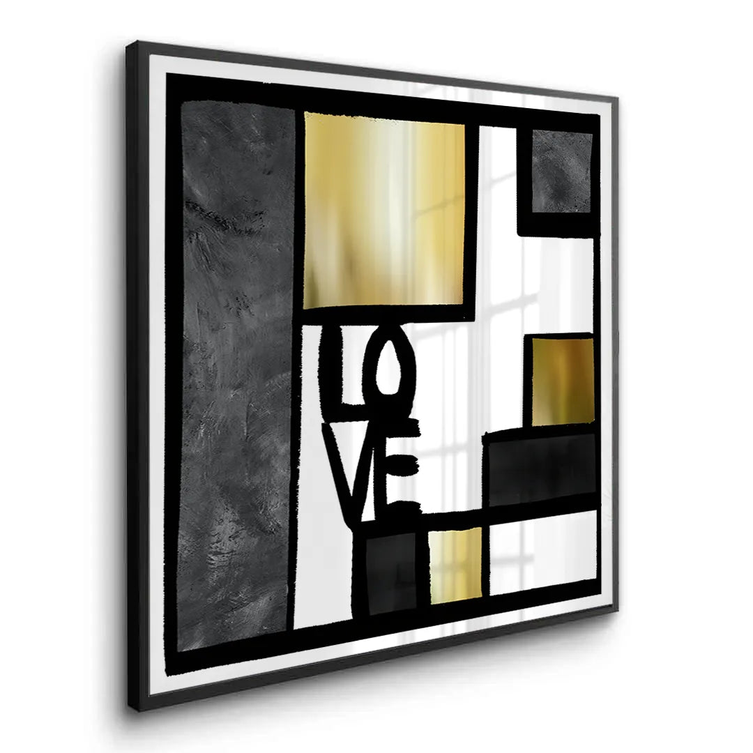Black Gold Geometric Love - Fine Art - Jasmineart.ae