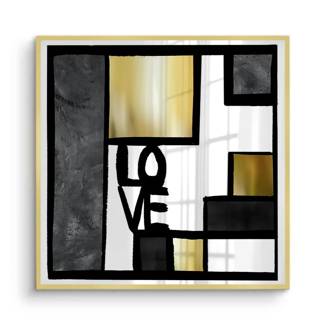 Black Gold Geometric Love - Fine Art - Jasmineart.ae