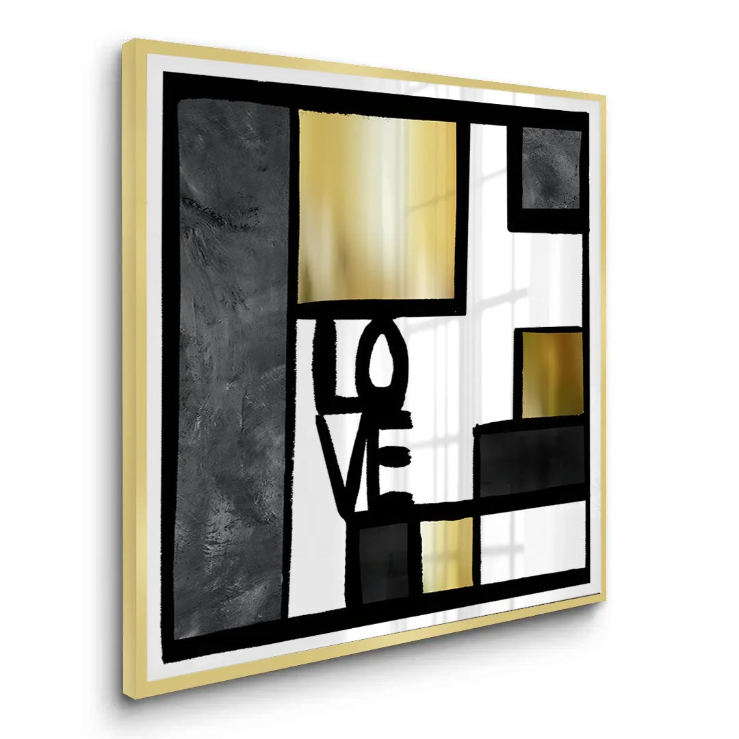 Black Gold Geometric Love - Fine Art - Jasmineart.ae