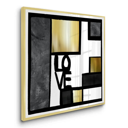 Black Gold Geometric Love - Fine Art