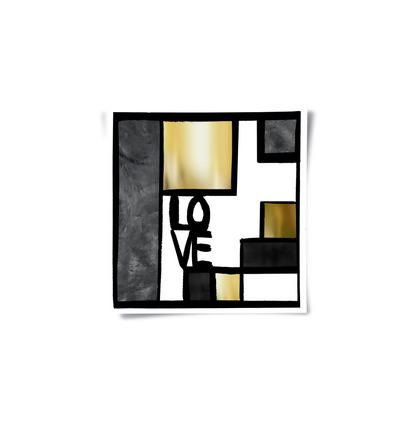 Black Gold Geometric Love - Poster