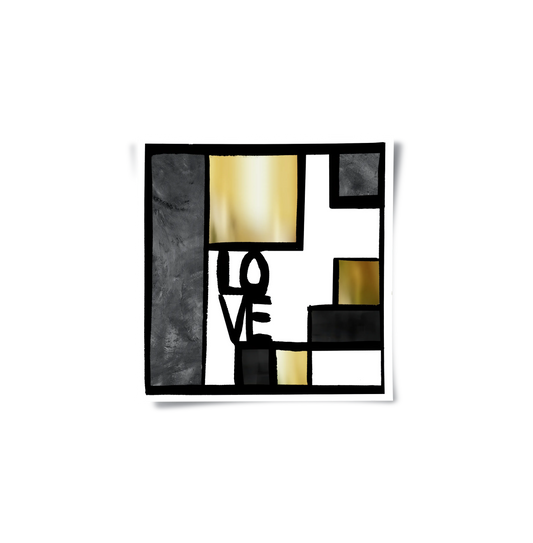 Black Gold Geometric Love - Poster