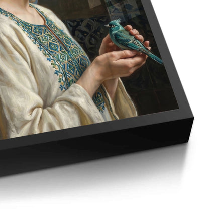 Woman with Azure Bird - Fine Art