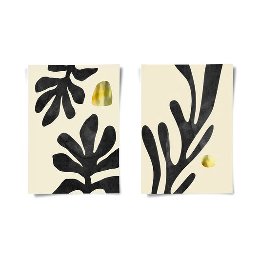 Black and Gold Botanical Set of 2 - Poster