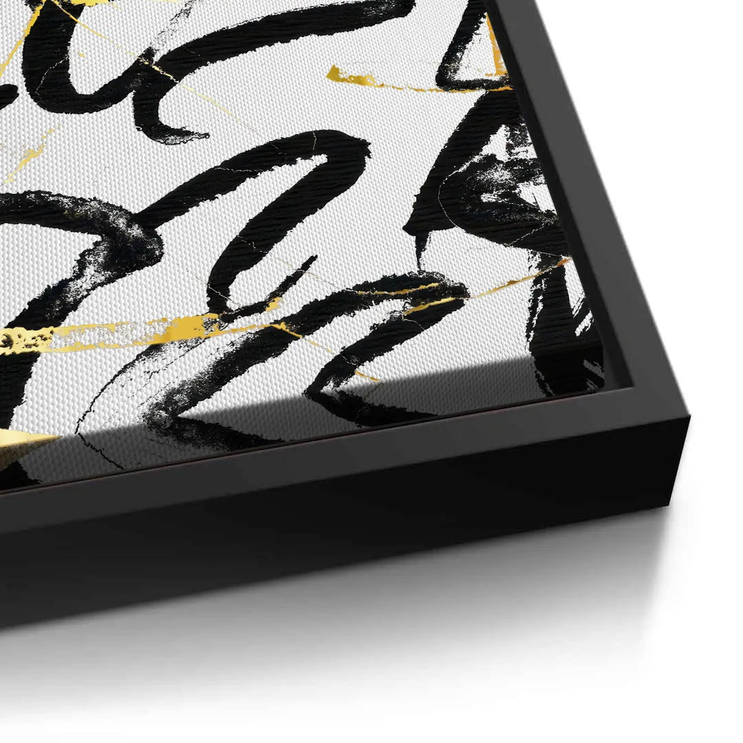 Black and Gold Brush Strock Set of 2 - Canvas - Jasmineart.ae