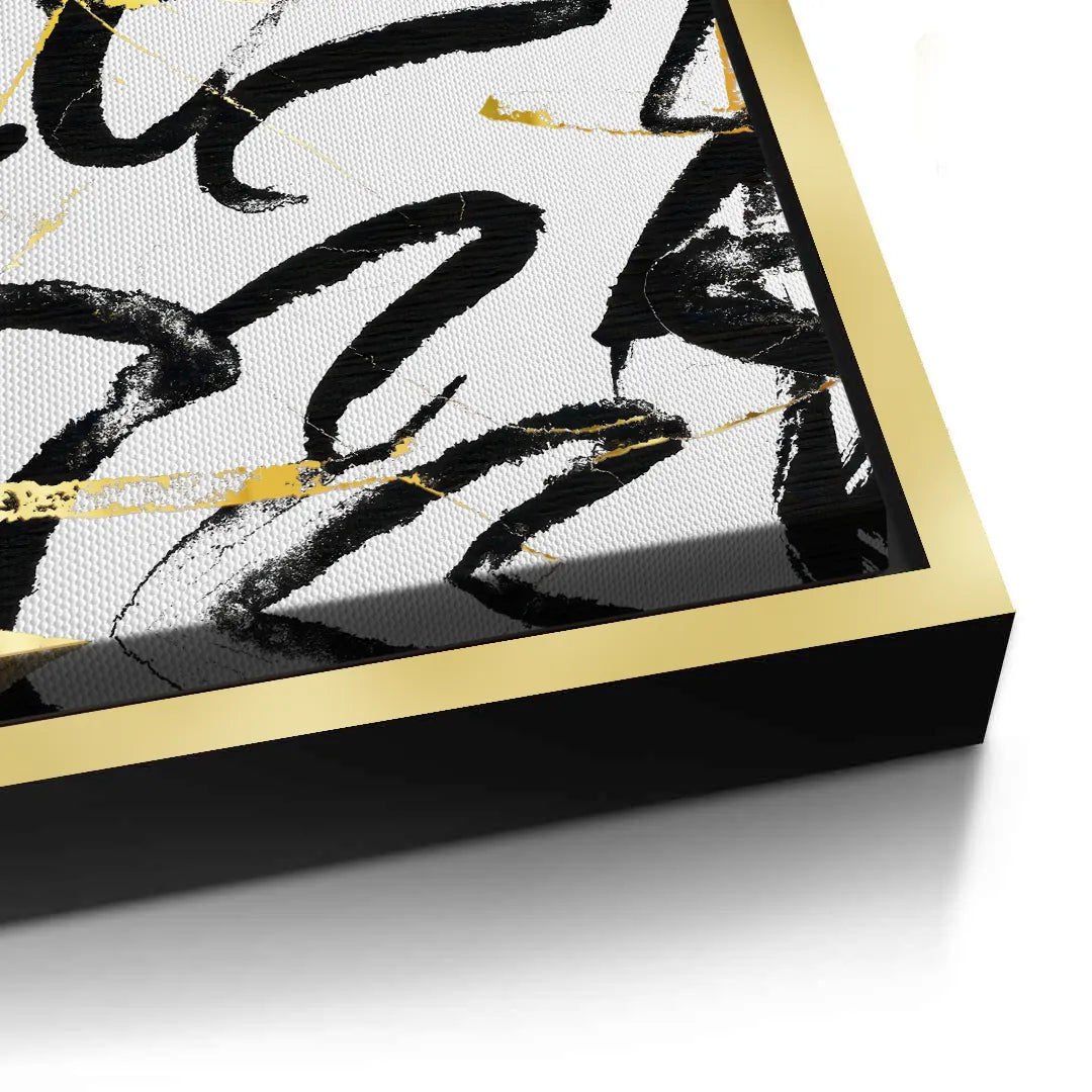 Black and Gold Brush Strock Set of 2 - Canvas - Jasmineart.ae