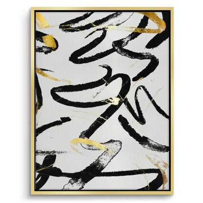 Black and Gold Brush Strock Set of 2 - Canvas