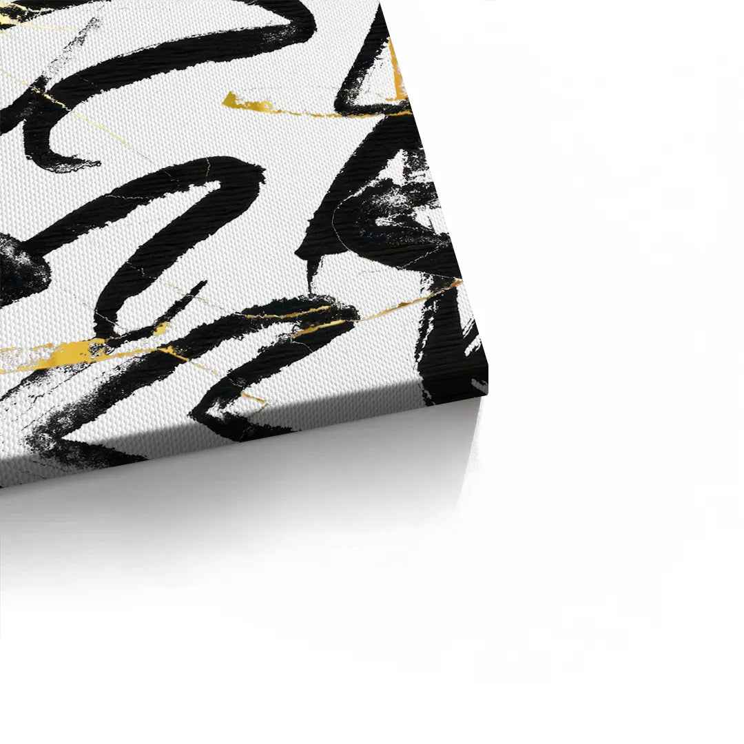 2Black and Gold Brush Strock Set of 2 - Canvas