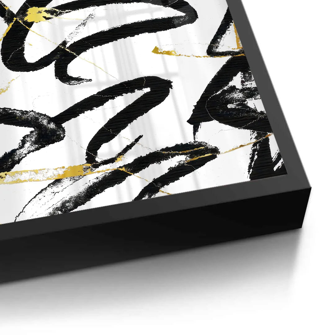 Black and Gold Brush Strock Set of 2 - Fine Art - Jasmineart.ae