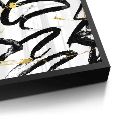 Black and Gold Brush Strock Set of 2 - Fine Art