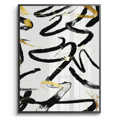 Black and Gold Brush Strock Set of 2 - Fine Art