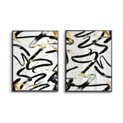 Black and Gold Brush Strock Set of 2 - Fine Art - Jasmineart.ae