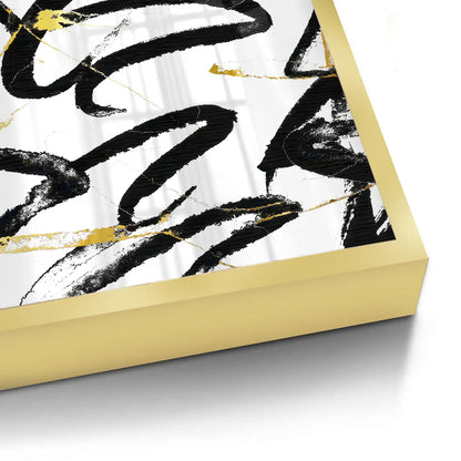 Black and Gold Brush Strock Set of 2 - Fine Art