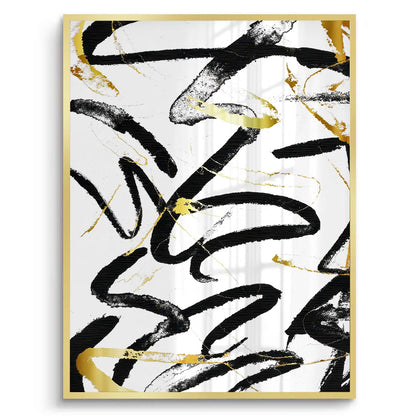 Black and Gold Brush Strock Set of 2 - Fine Art