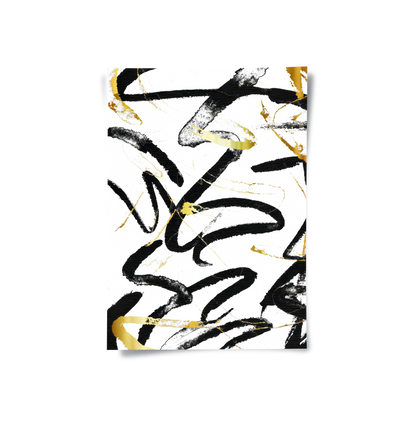 Black and Gold Brush Strock Set of 2 - Poster