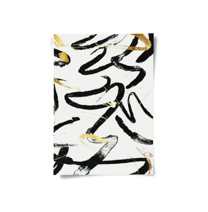 Black and Gold Brush Strock Set of 2 - Poster