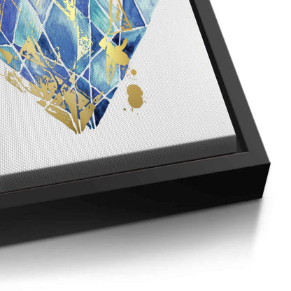 Blue Gold Abstract Diamond - Canvas